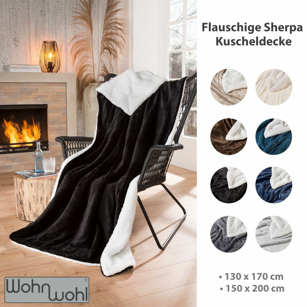 Wohndecke Sherpa Schwarz-Weiß 1