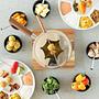 4x Fondueteller Cascatas Porzellan Weiß 4