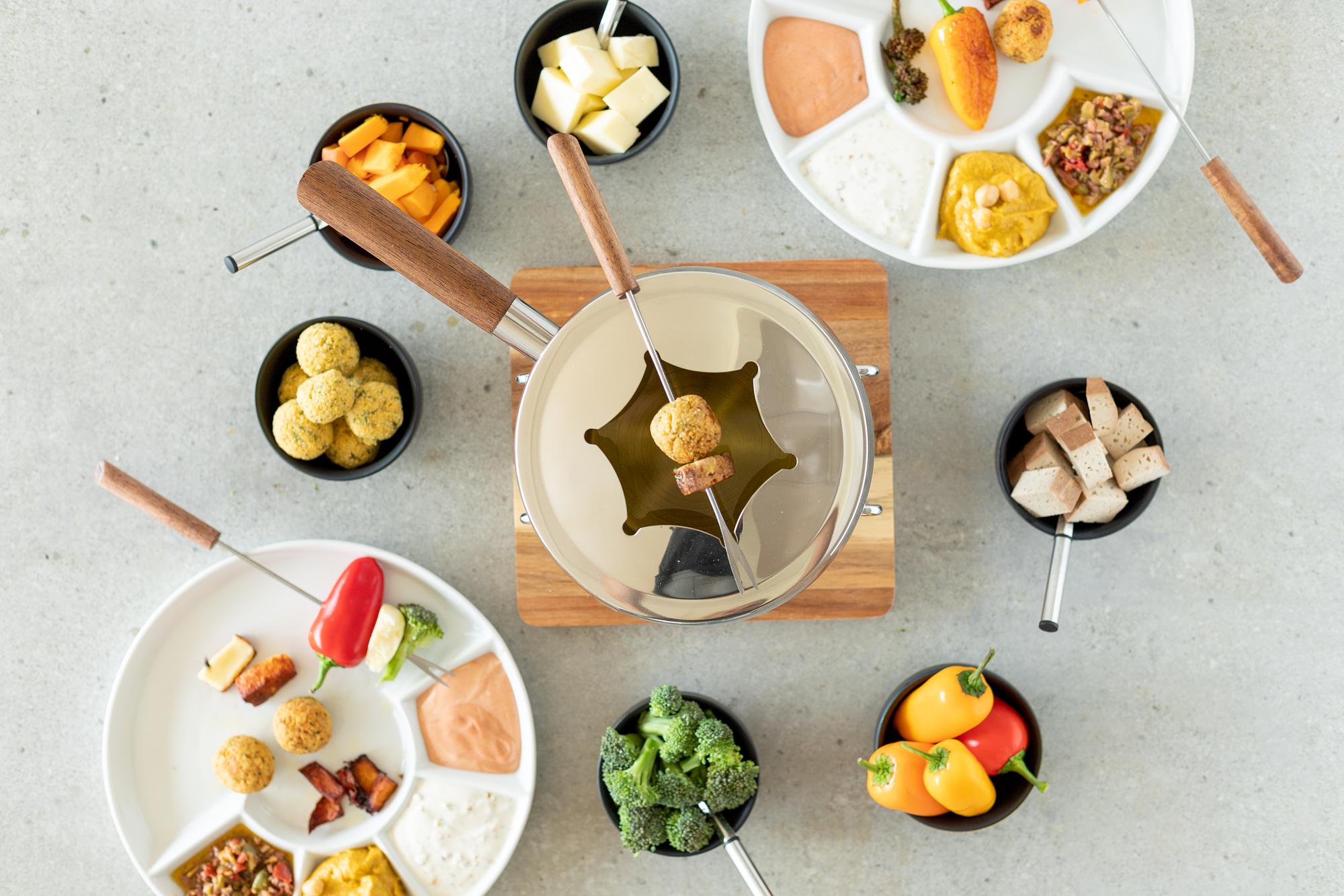 4x Fondueteller Cascatas Porzellan Weiß 4