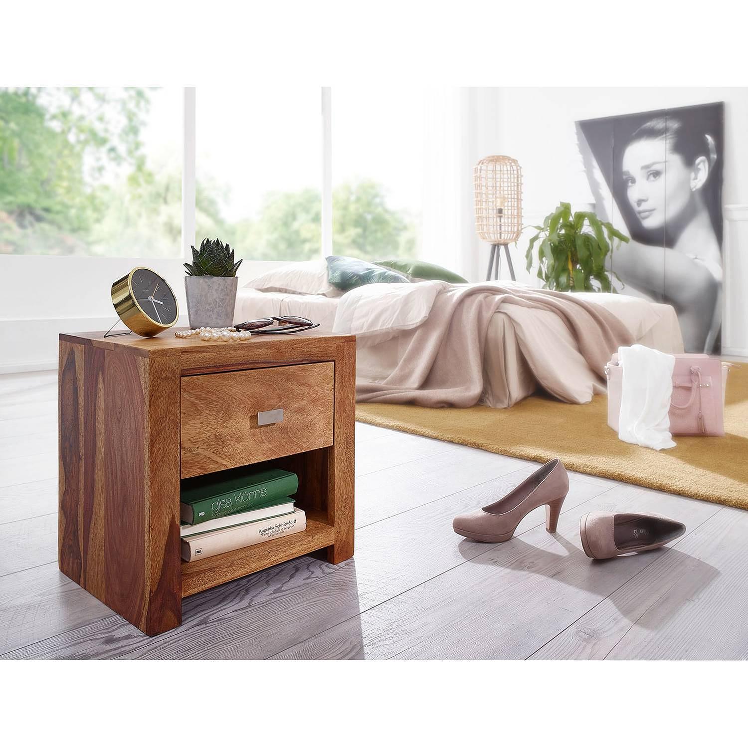 Nachtkommode Henning Massivholz Braun 2
