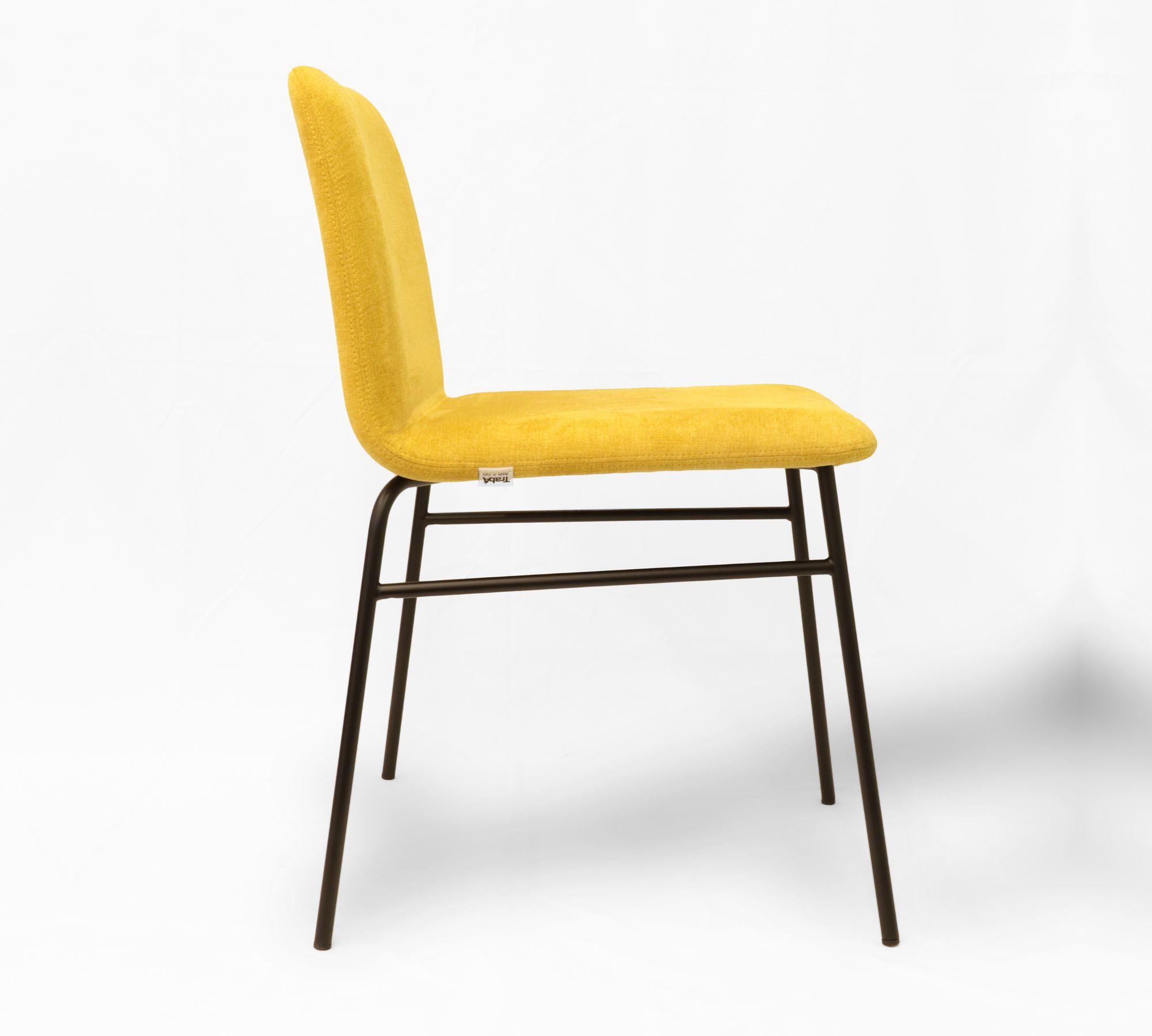 2x Sedia Bardot Tessuto Metallo Giallo 3