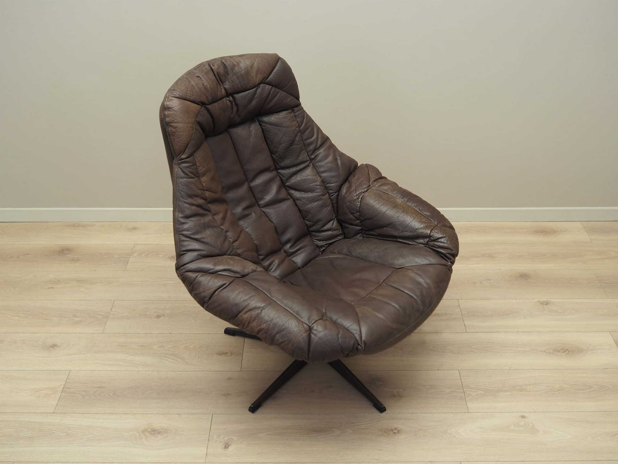 Sessel Leder Braun 1960er Jahre 8