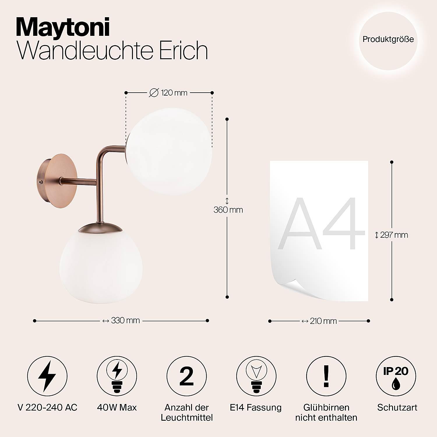 Wall lamp Erich TypeA 2-Light Frosted glass Mixed metal 2