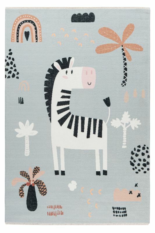 Greta Teppich Zebra Baumwolle Mehrfarbig 115 x 170 cm 0