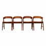 4x Chair Teak Wood Faux Leather Beige 1970s 0