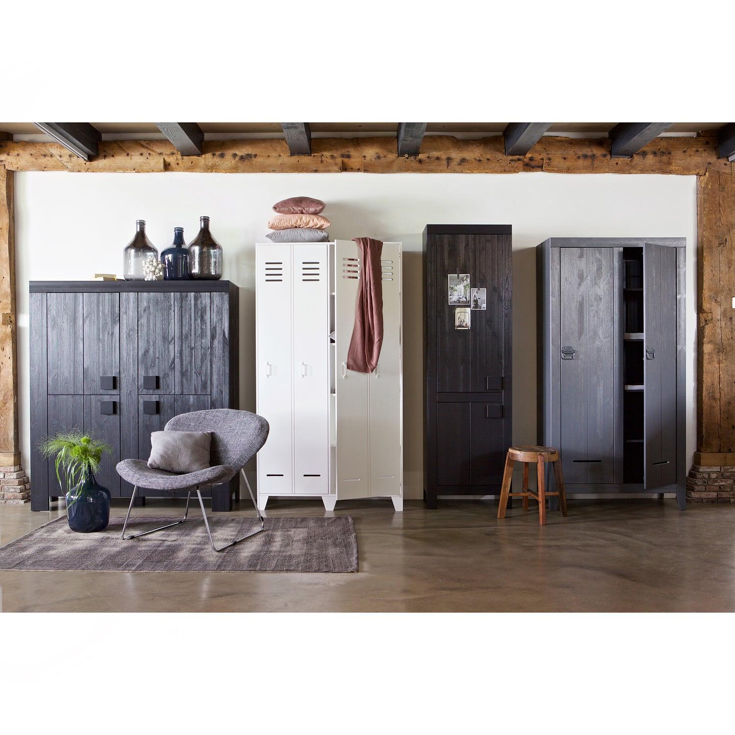 Schrank Holz Stahlgrau 2