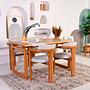 Cheri Dining Table Set 5-pc. Nubuck Leather Light Grey 0