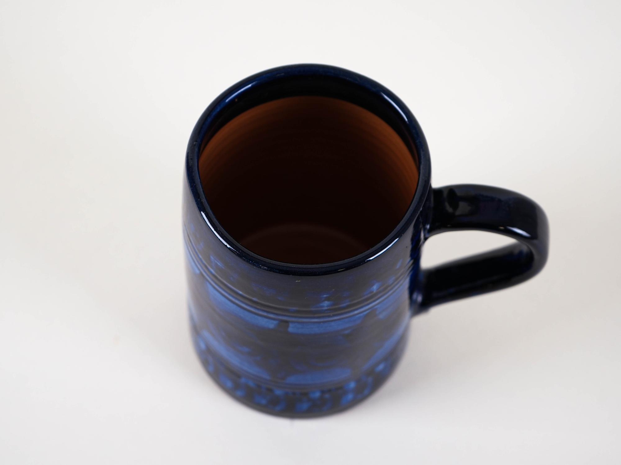Dark blue ceramic pitcher 1970s 5