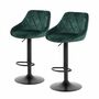 2x Bar Stool Velvet Metal Dark Green 0