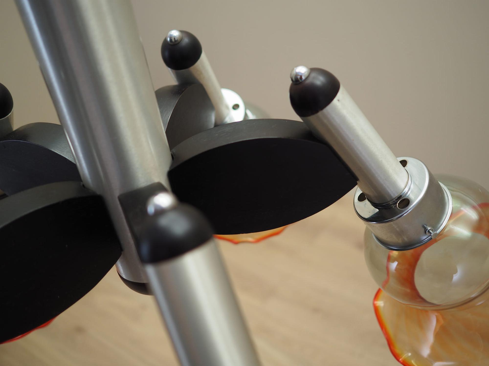 Vintage Kronleuchter Glas Holz Orange 1970er Jahre 11