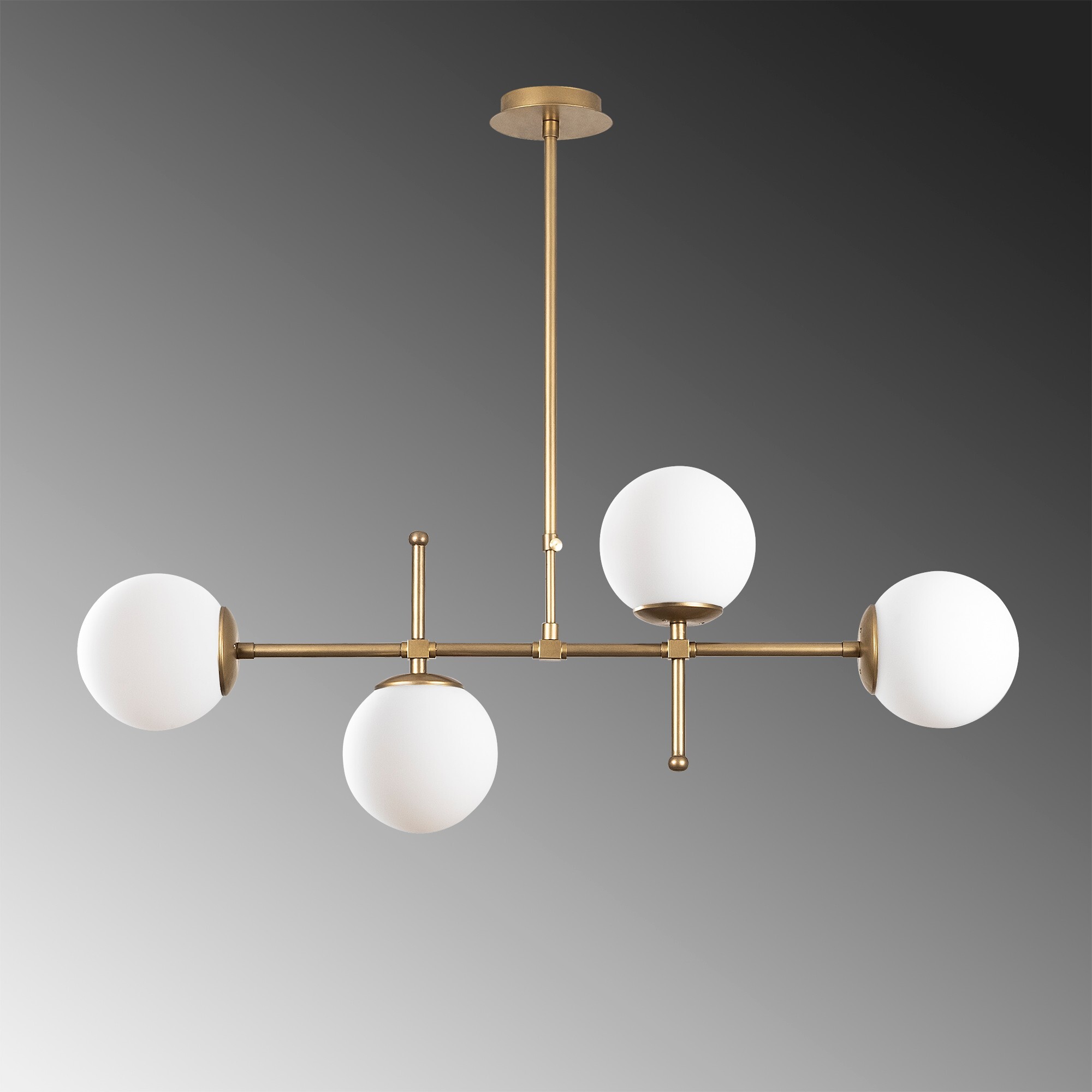 Pendant lamp 4 glass spheres metal gold 4