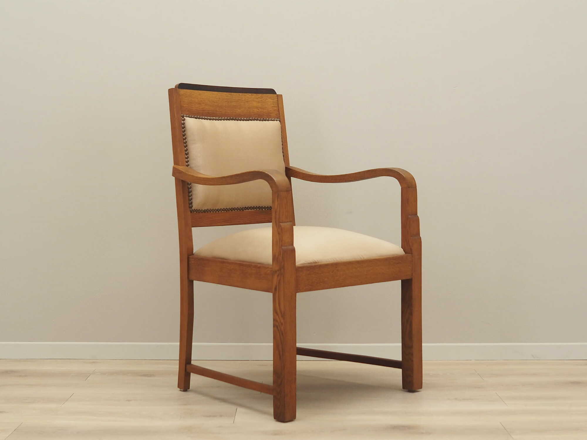 Vintage Armchair Oak Velvet Brown 1950s 8