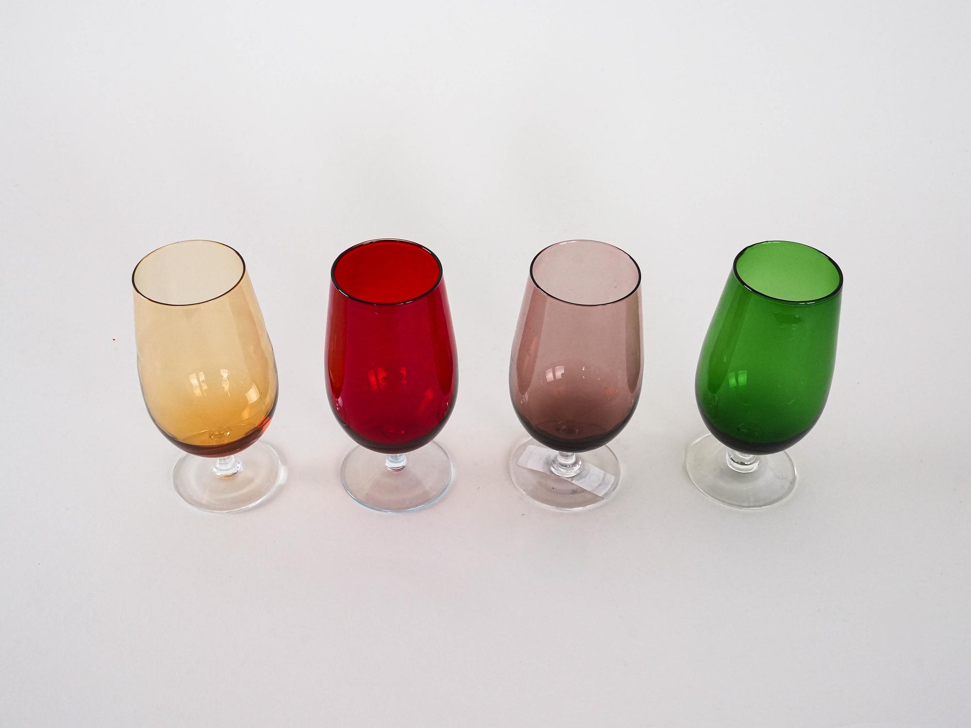 Glass Set Multicolored 1970s 4
