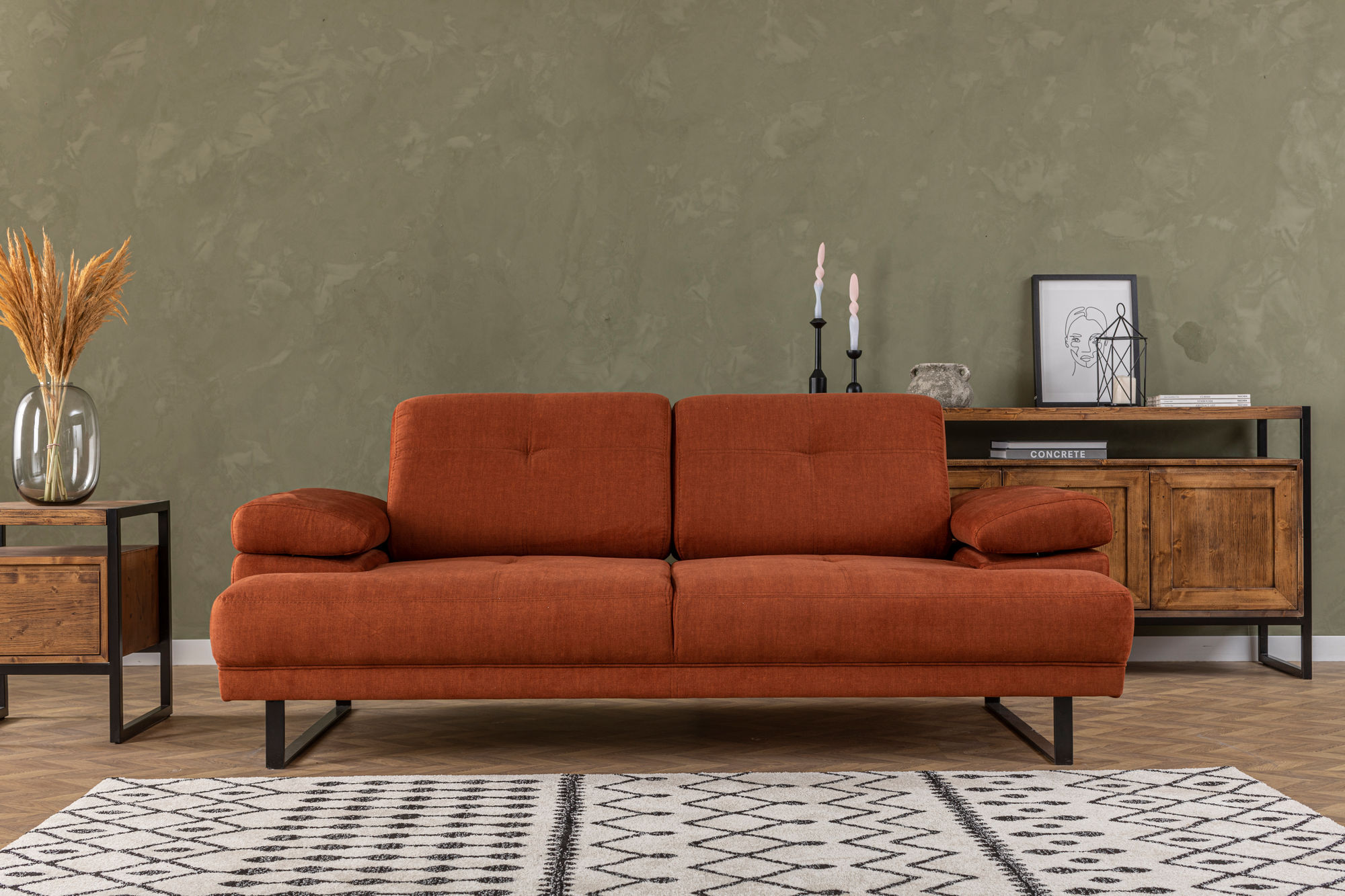 Sofa 2-Sitzer Textil Orange 0