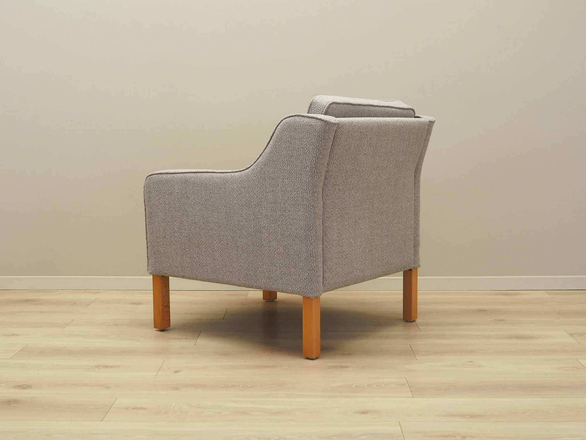 Vintage armchair beech wood textile grey 1970s 6