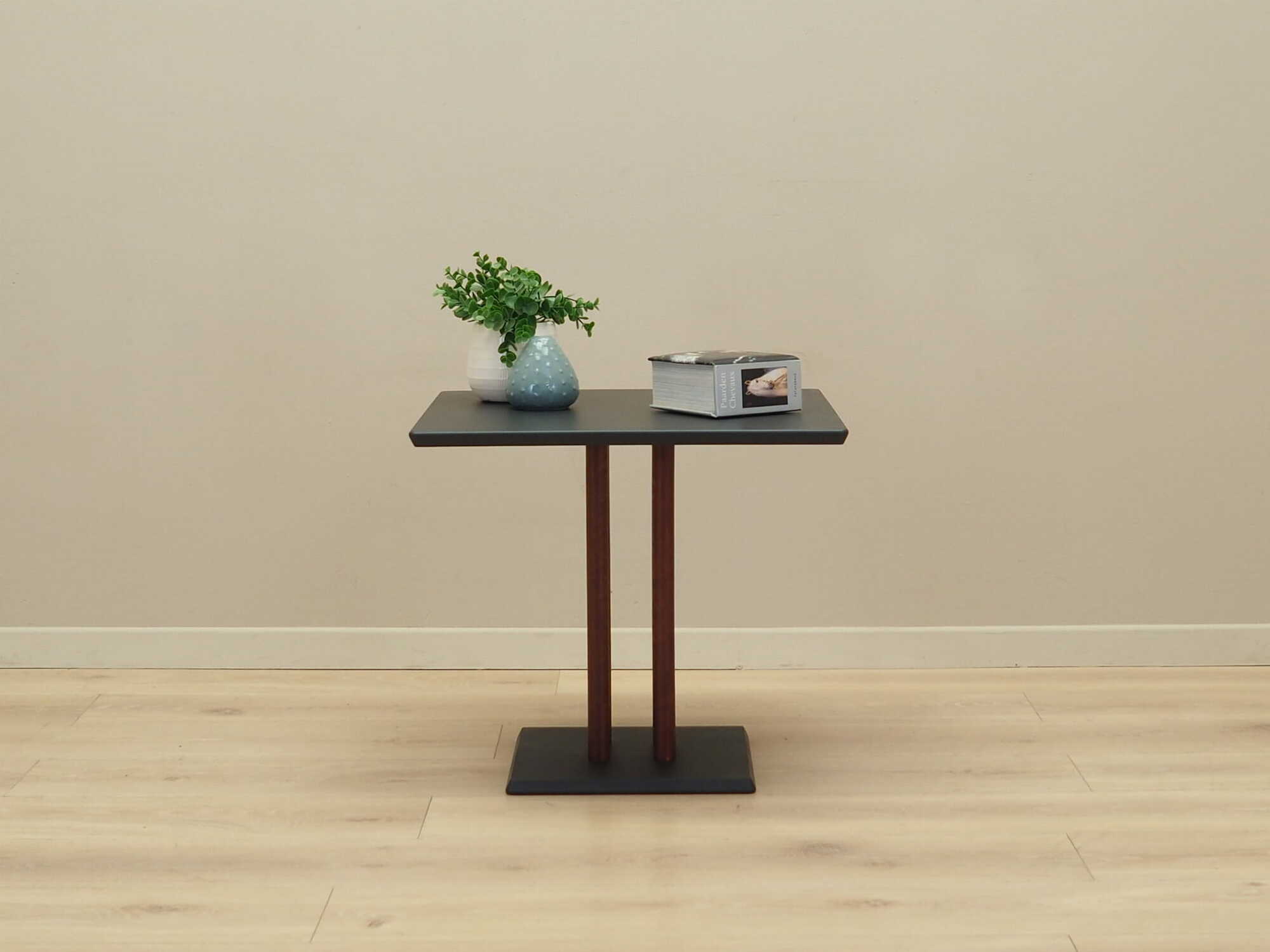 Vintage coffee table wood brown black 1980s 2