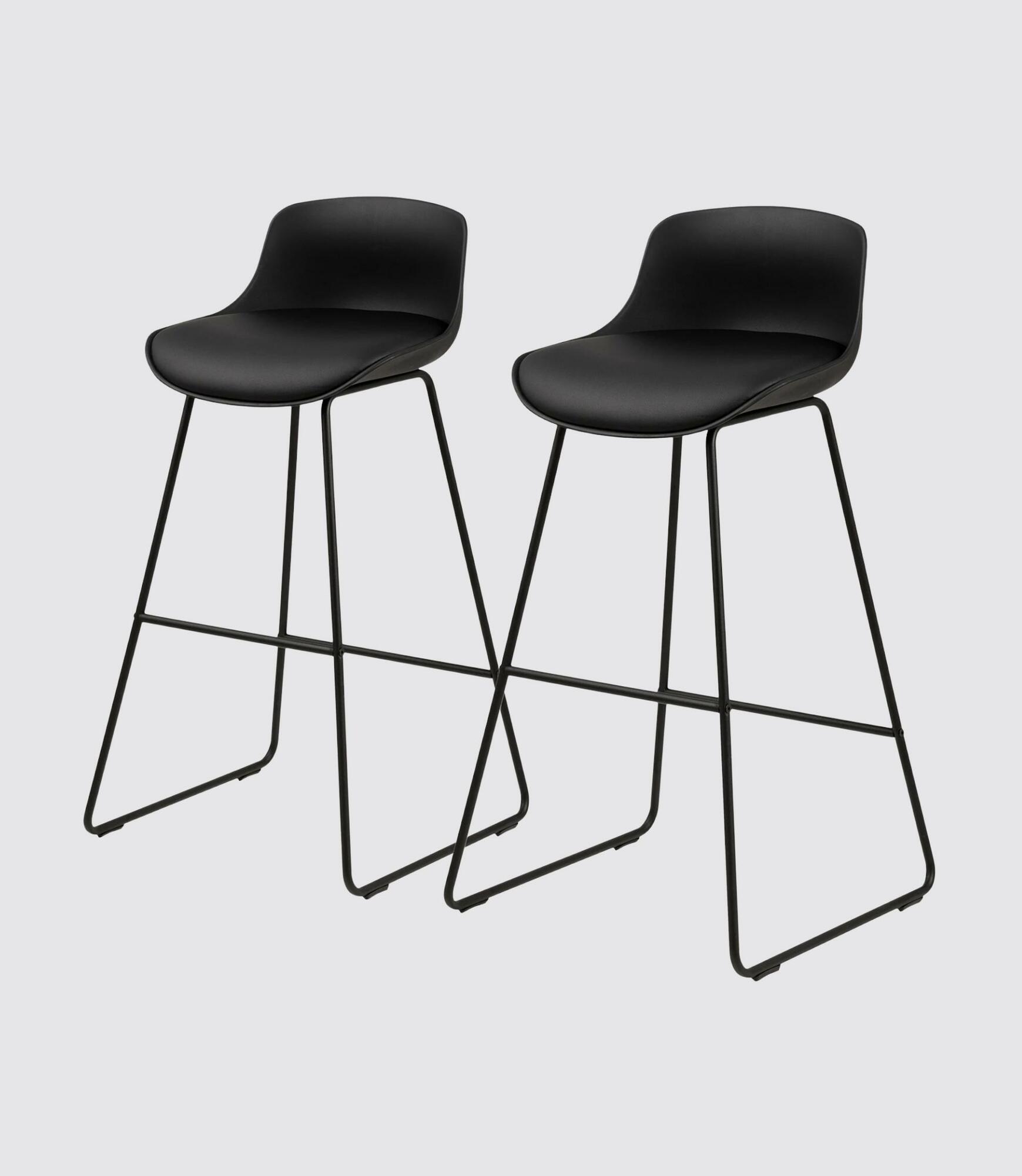 2x Bar stools Black Plastic Steel 0