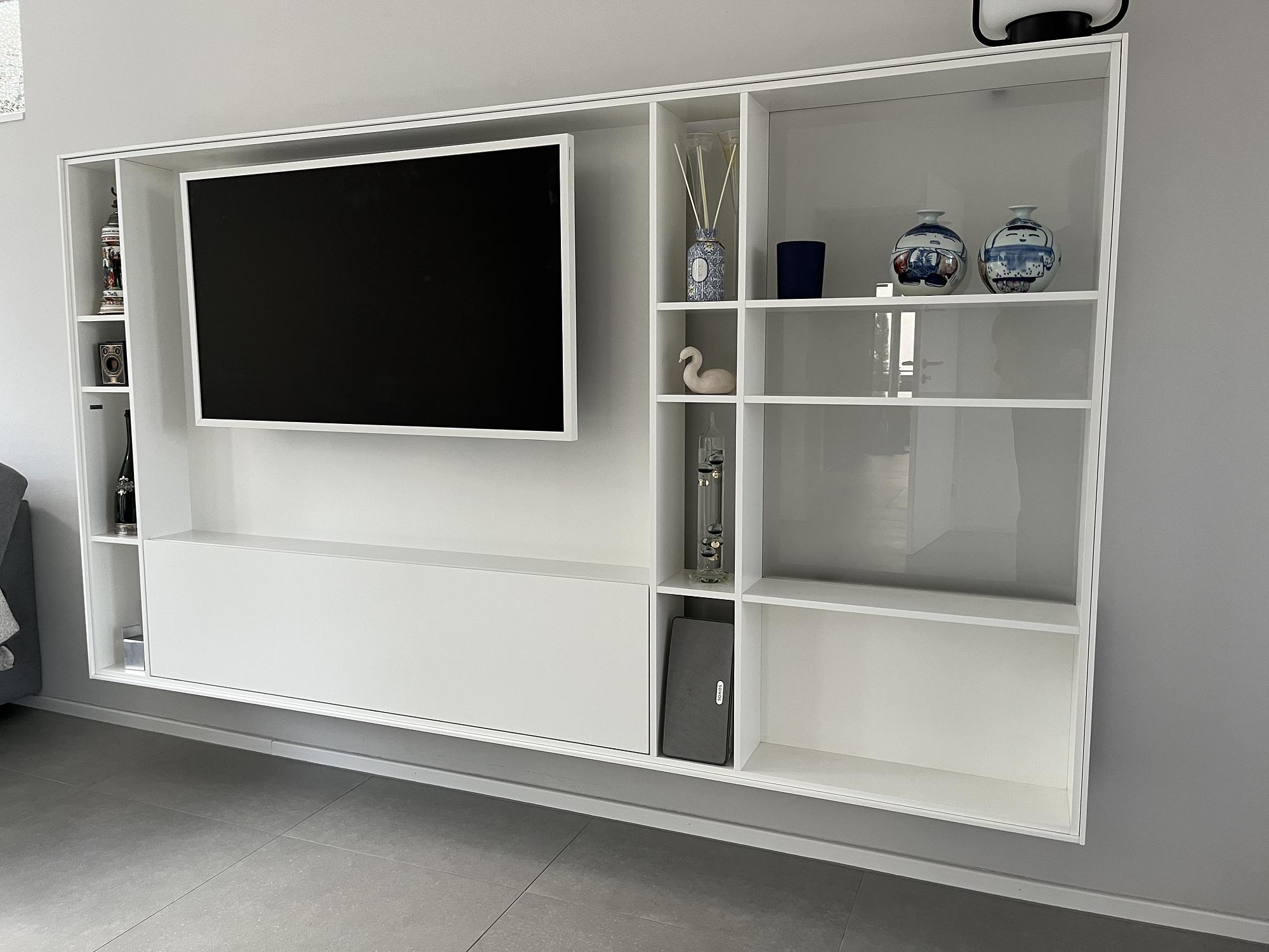 Bookless TV-Regal Holz Glas Weiß 0