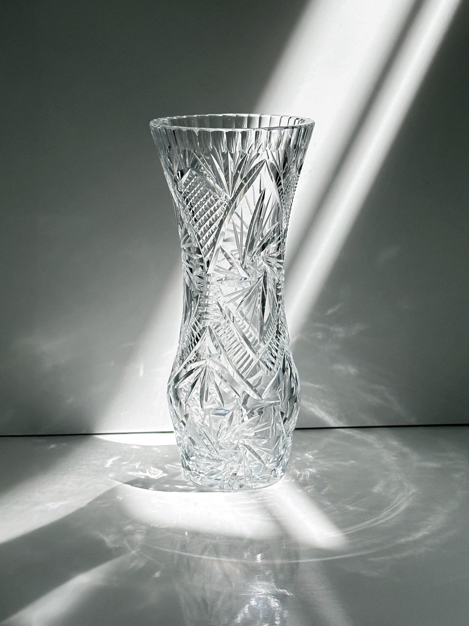 Vintage Blumenvase Bleikristall 1970er Jahre 0