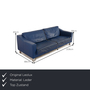 Sofa 3-Sitzer Leder Blau 1