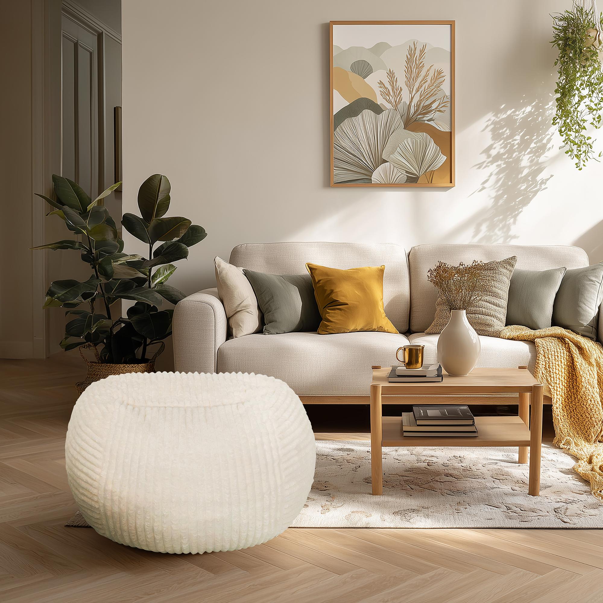 Sitzolo R Pouf a sacco tessuto velluto a coste beige 2