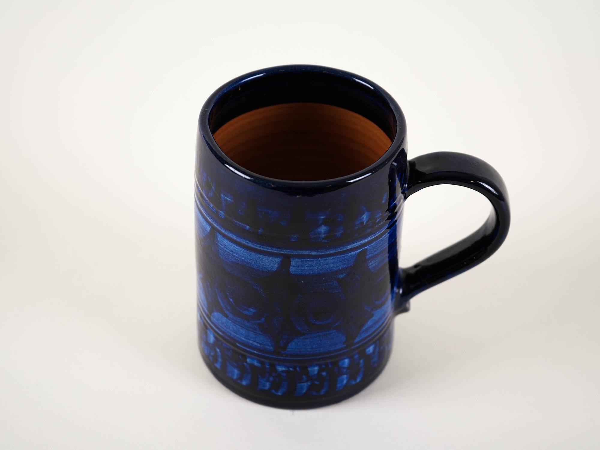 Dark blue ceramic pitcher 1970s 4