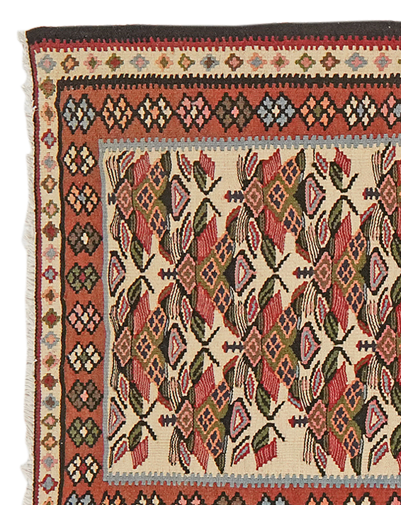 Kilim Senneh Teppich Braun 1