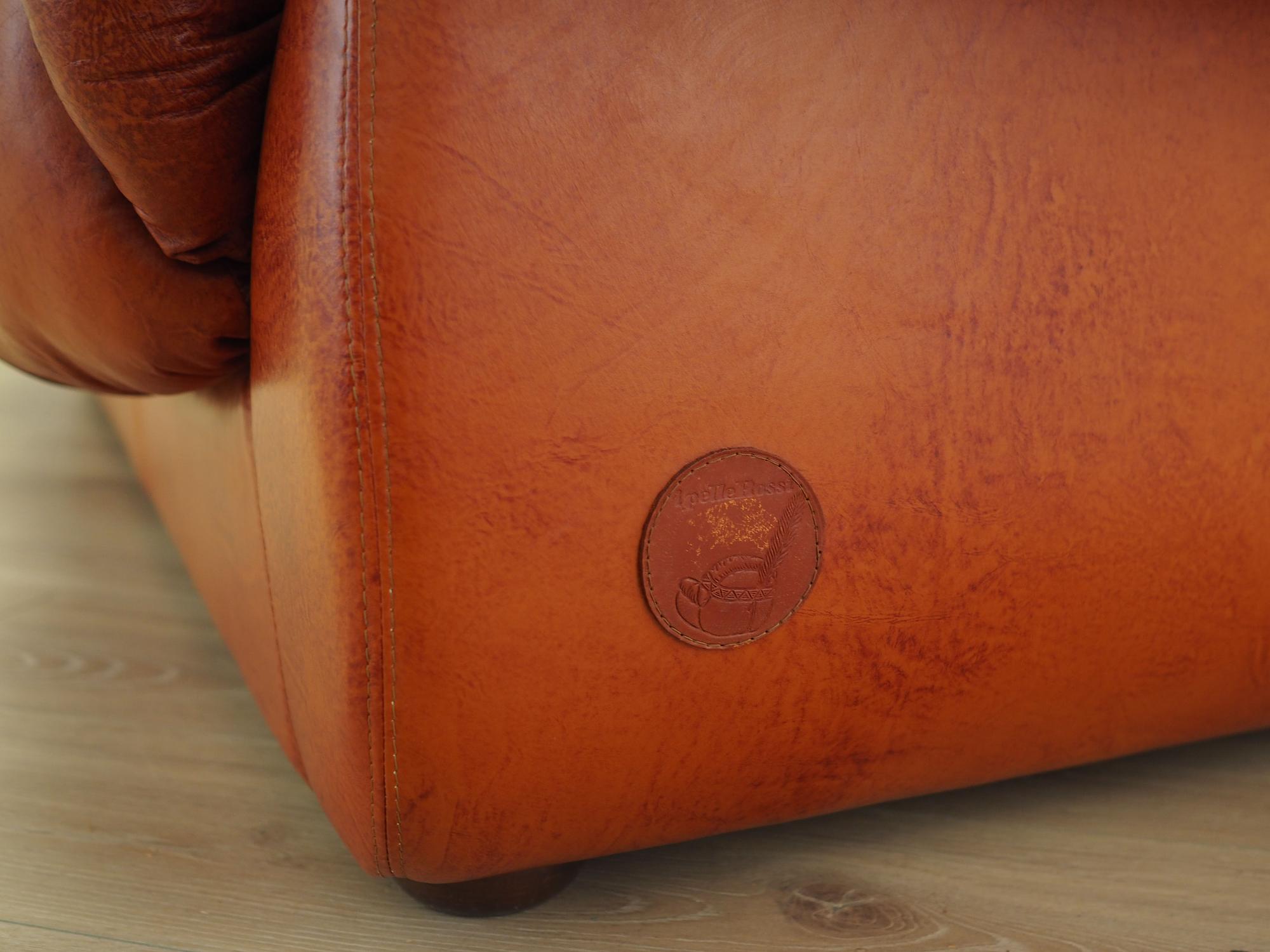 Sofa Leather Red 1970s 3