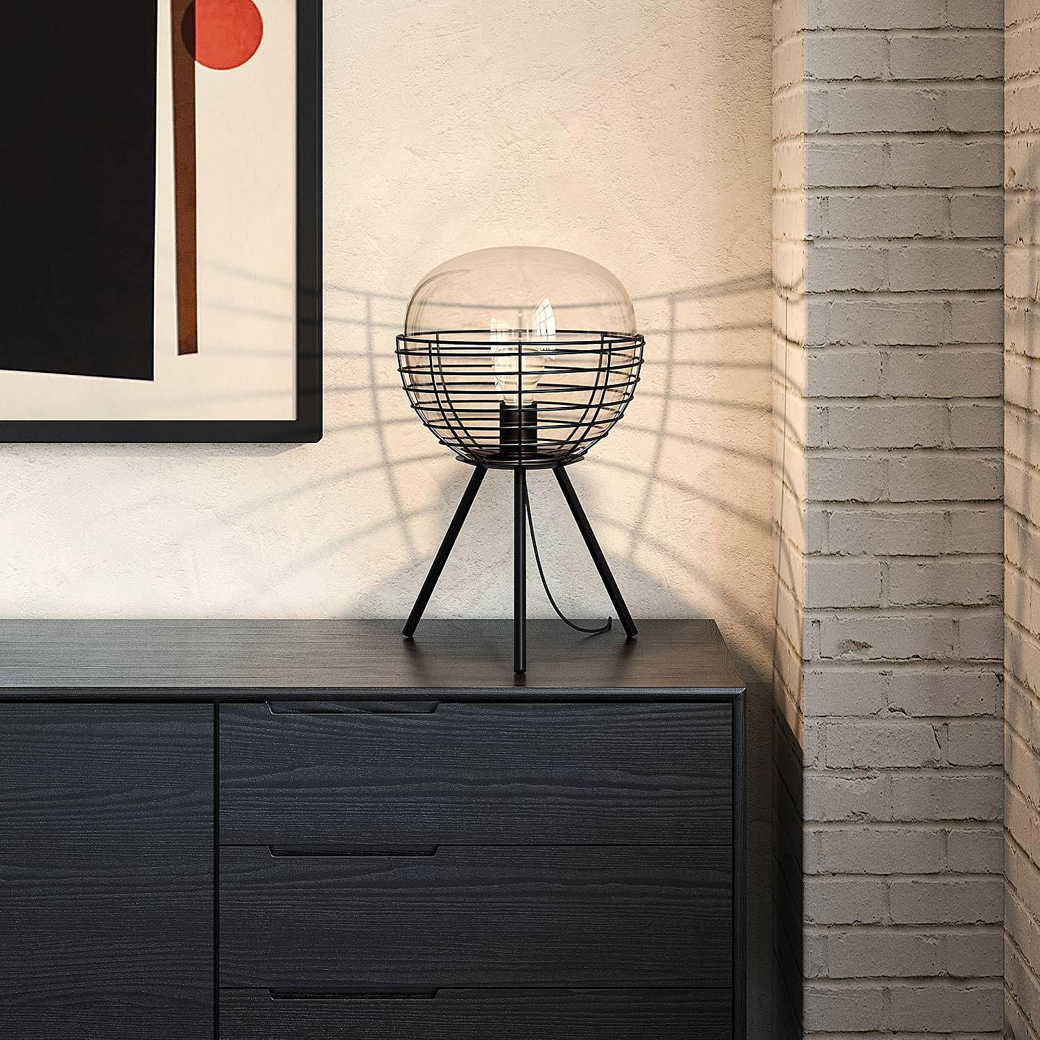 1-Flammig Tischleuchte Malle Rauchglas Eisen 3