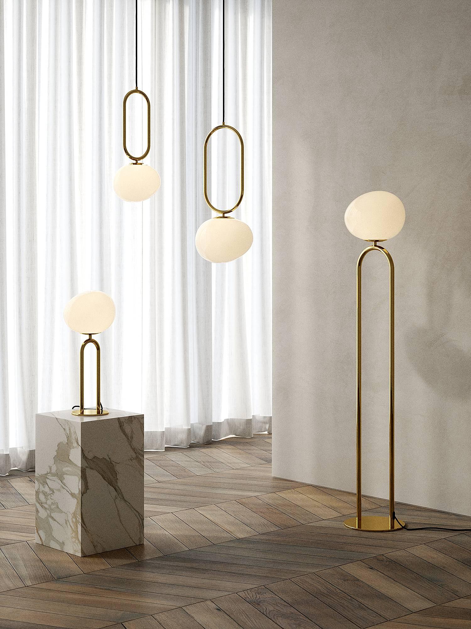 1-Flammig Pendelleuchte Shapes I Metall Opalglas 3