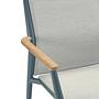 Carla Stuhl Stapelbar Aluminium mit Teak-Armlehne Petrol 4