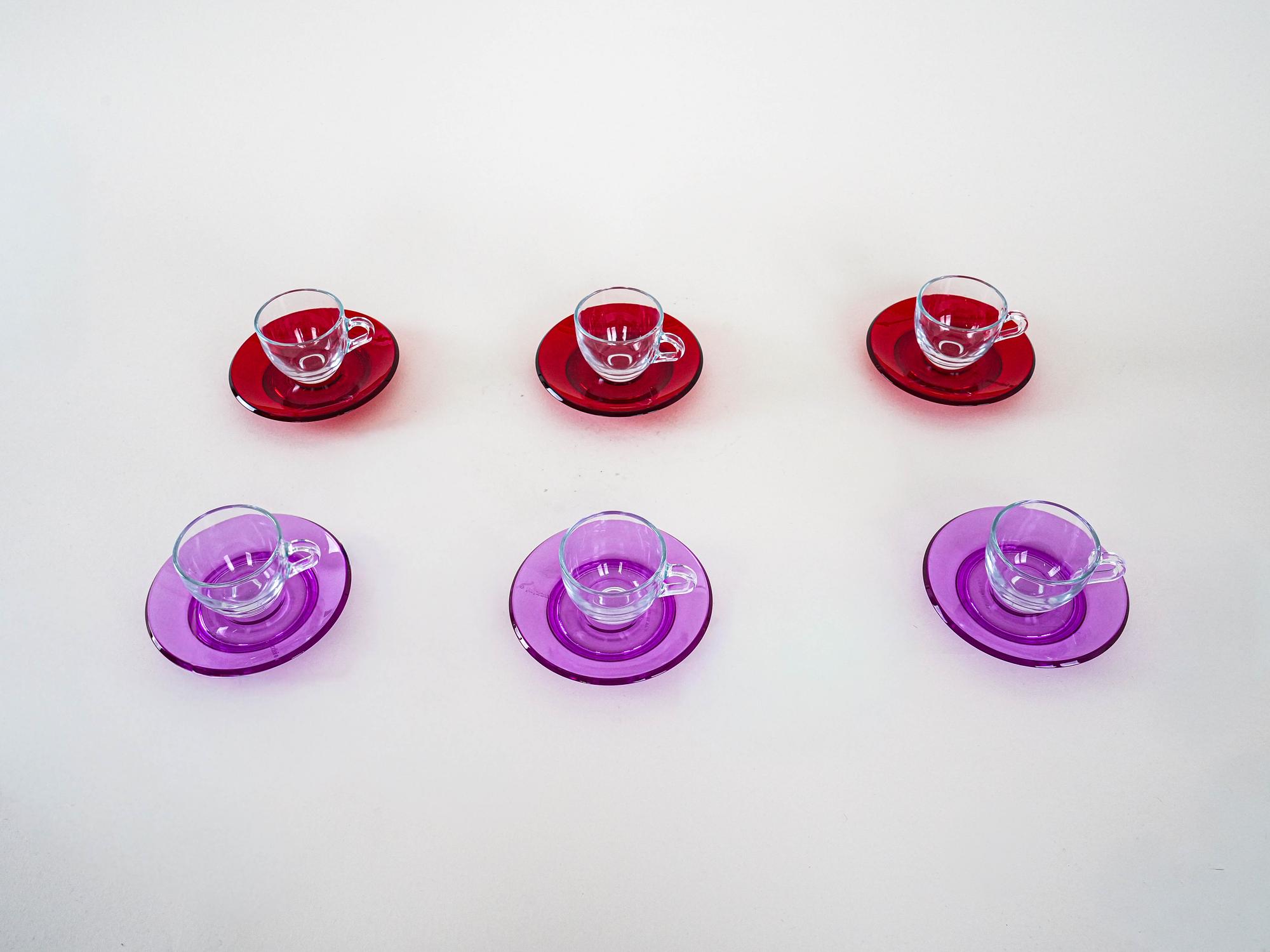 Glass Cup Set Multicolored 1970s 5