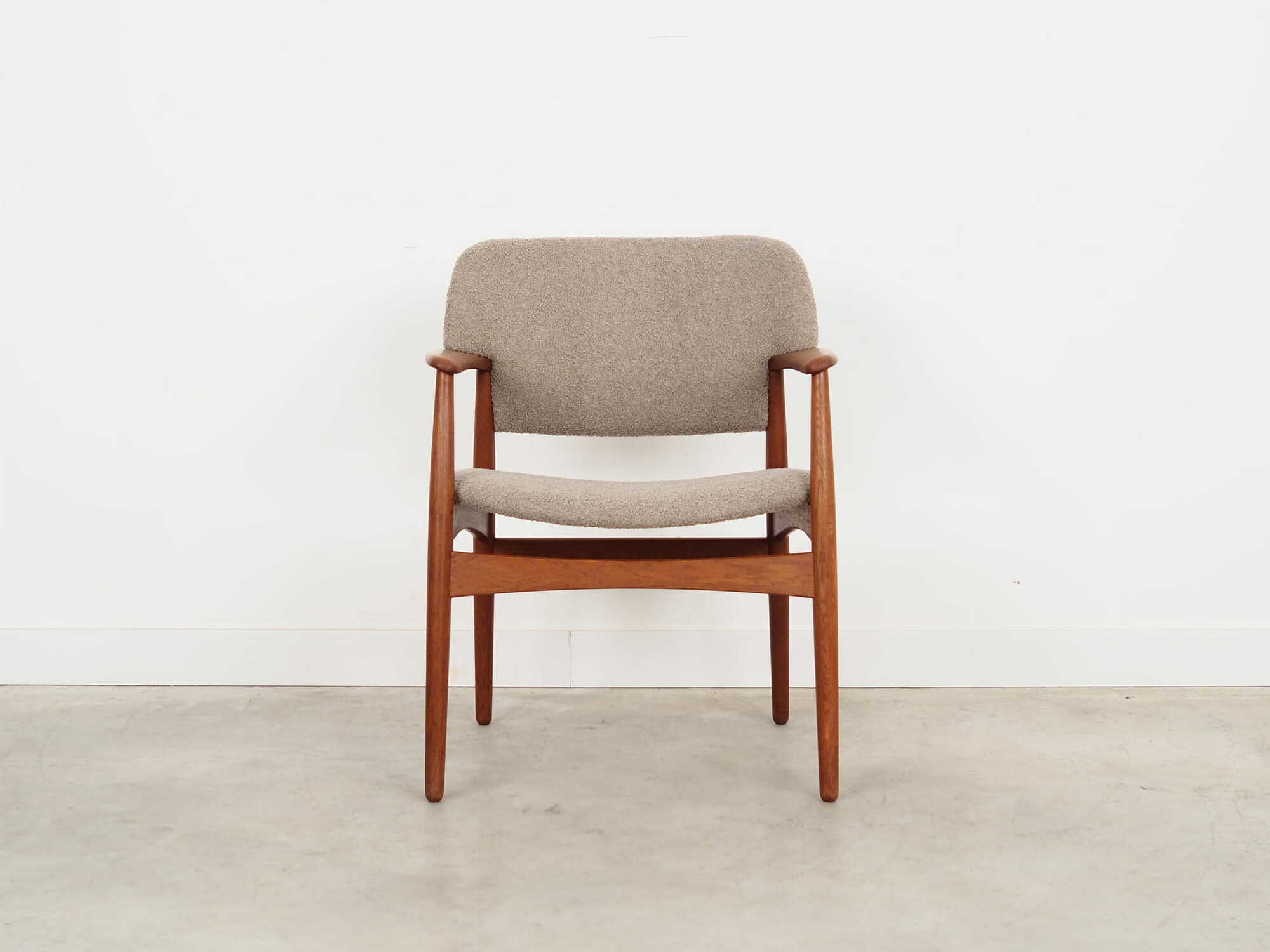 Vintage Chair Teak Wood Textile Grey 1960s 1