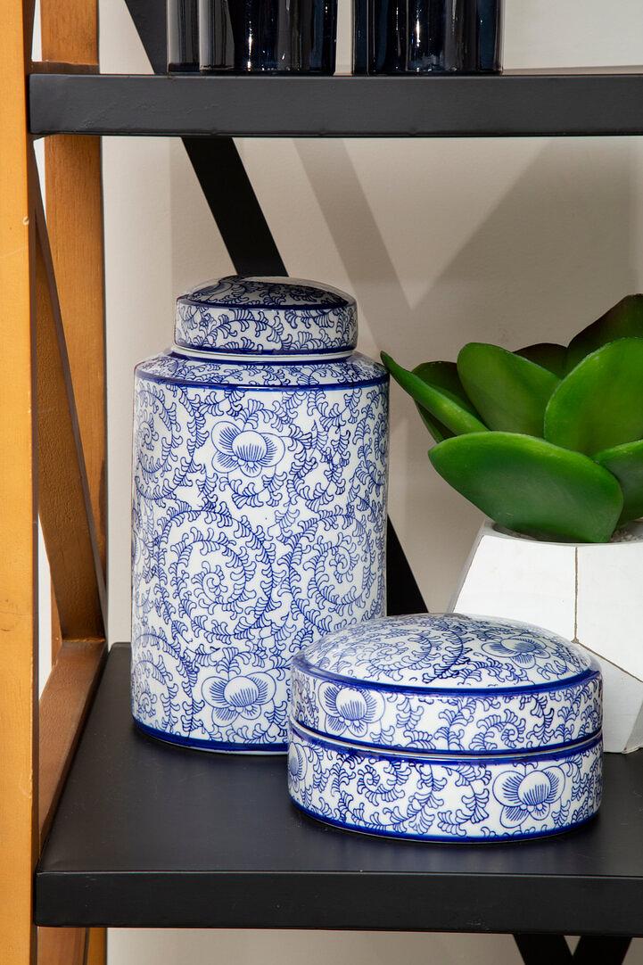 Calix Portagioie Ceramica Blu Bianco 2