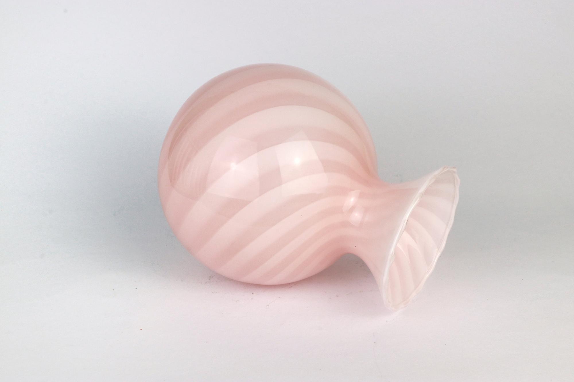 Vintage Vase Muranoglas Rosa 1950er Jahre 8
