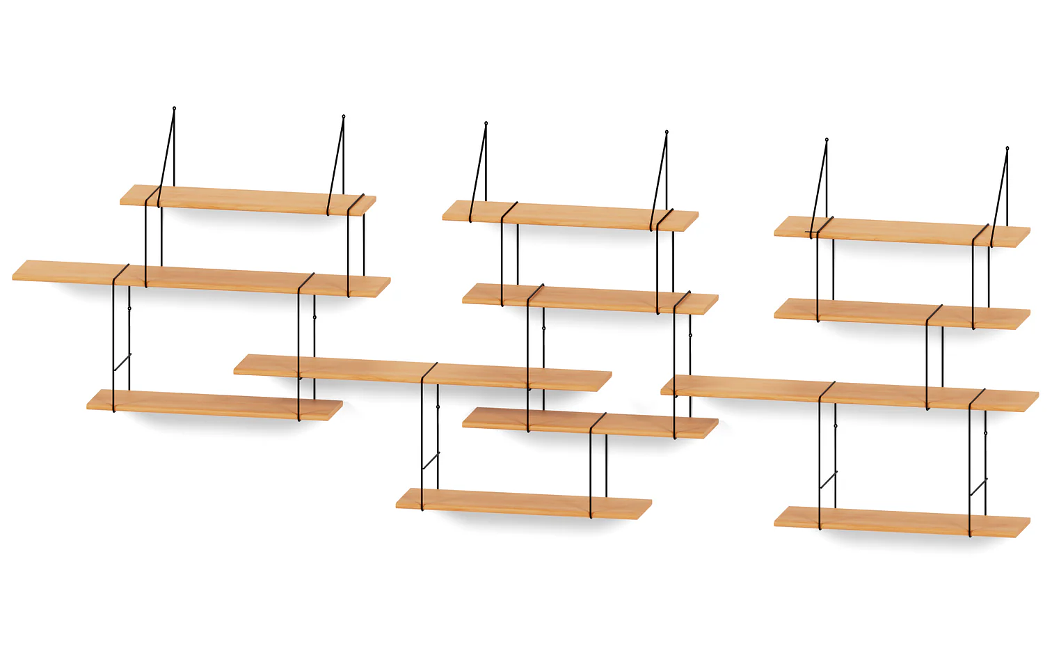 Link Trio Wandregal Buchenholz Stahl Natur 1