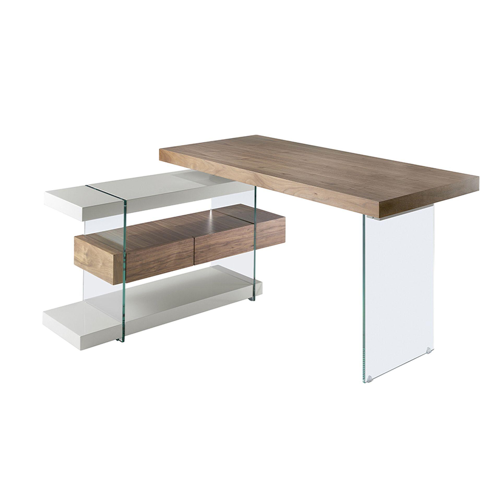Schreibtisch Holz Glas Grau 5