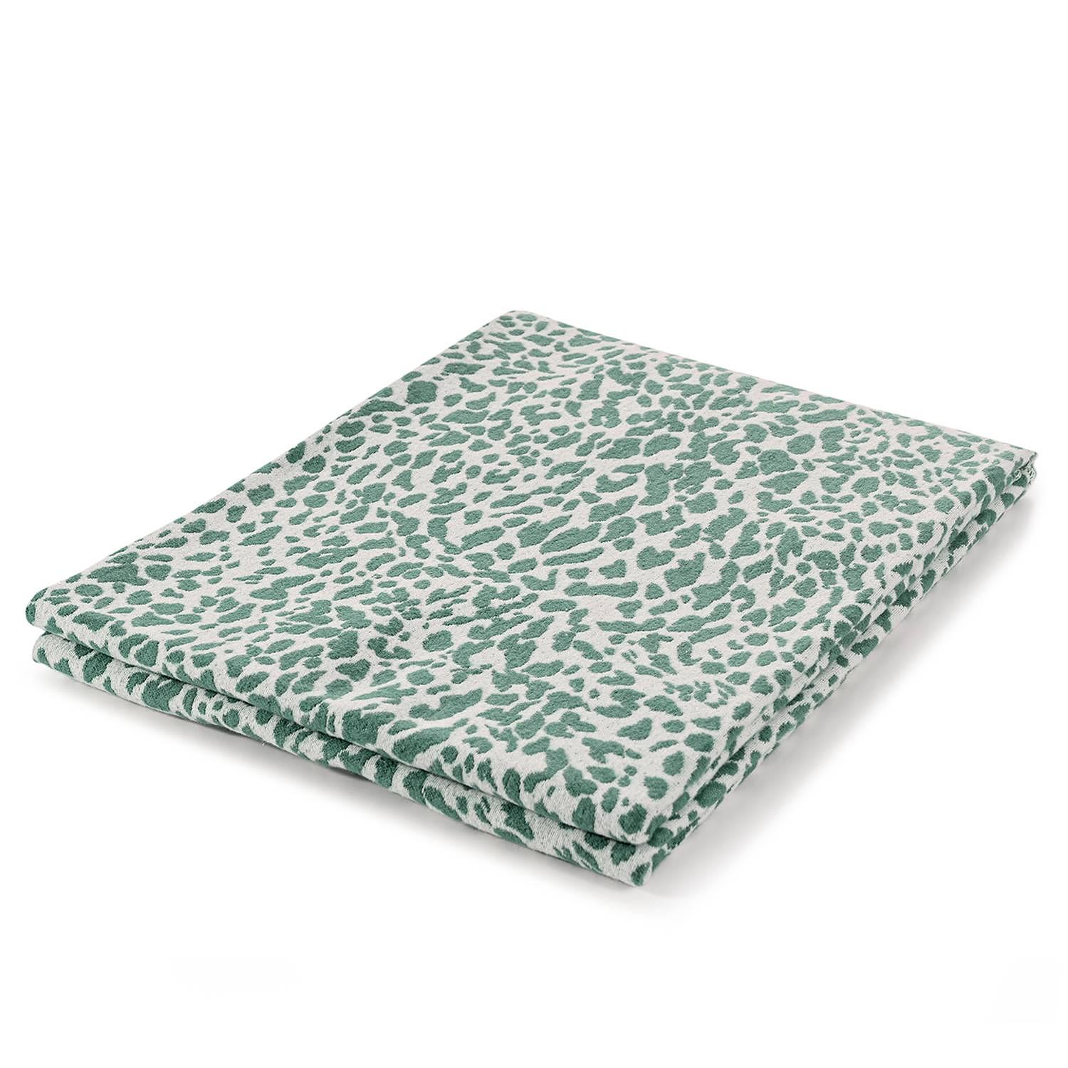 Plaid Leopardo Decke Jacquard Grün 1