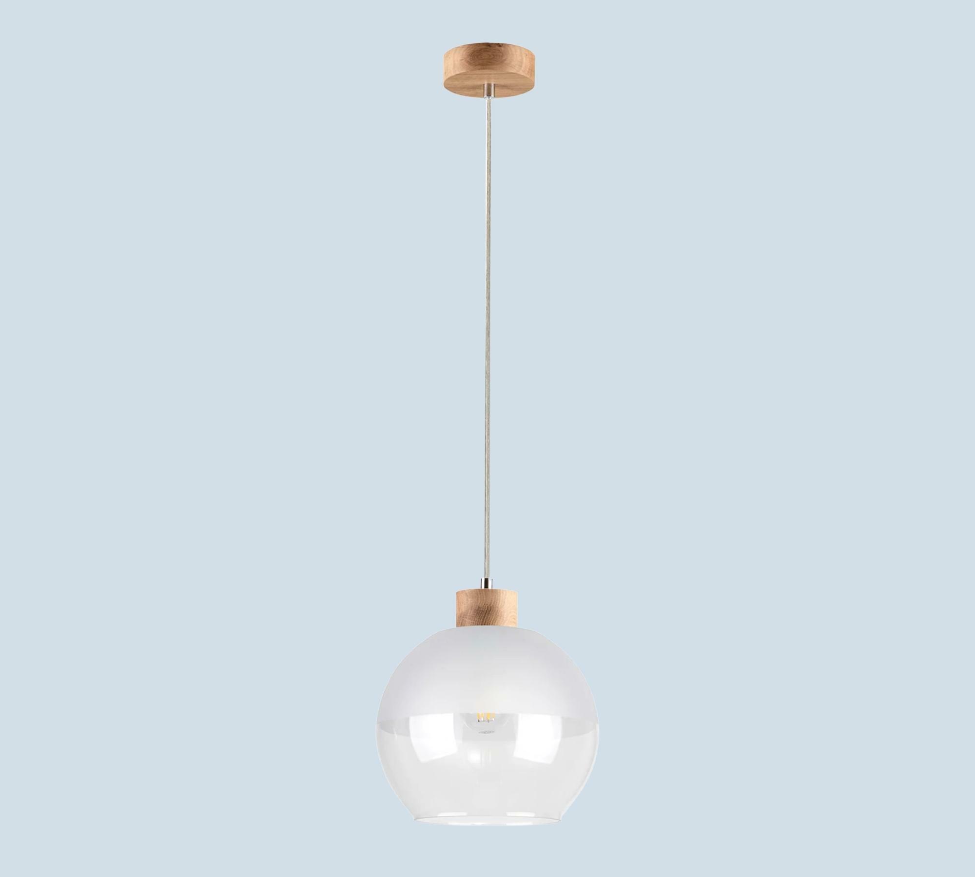 Pendant lamp with solid oak accents 1