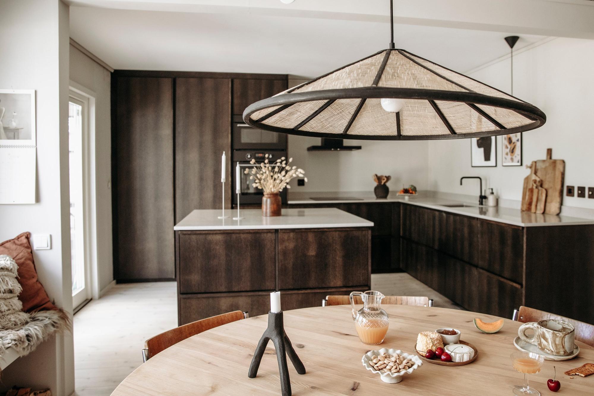 Akira Lampada a sospensione Lino Nero Naturale Ø 70cm 5