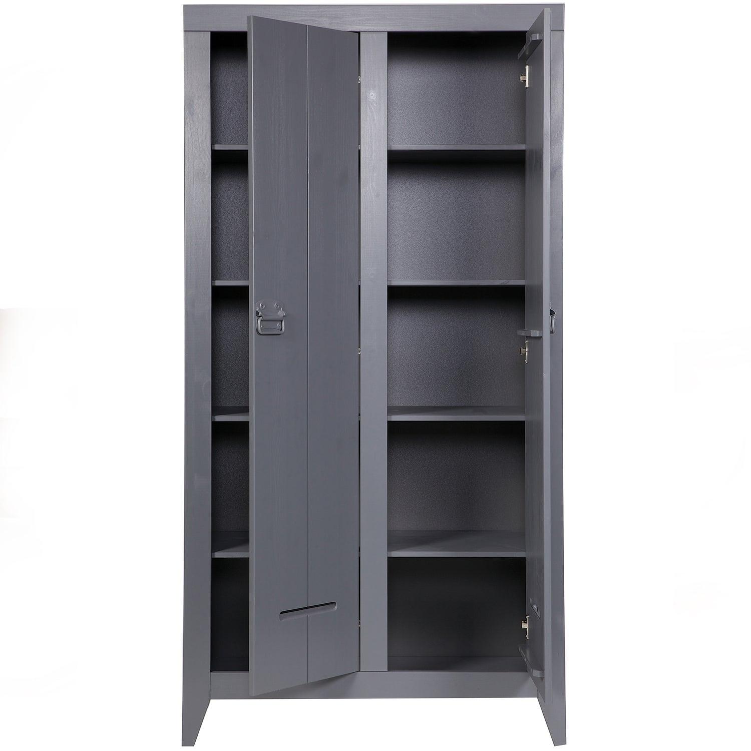 Schrank Holz Stahlgrau 4