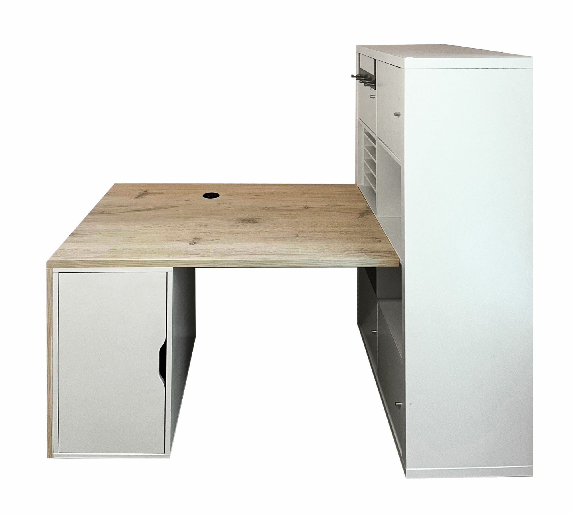 Schreibtisch mit Aufbewahrung Holz Weiß 0
