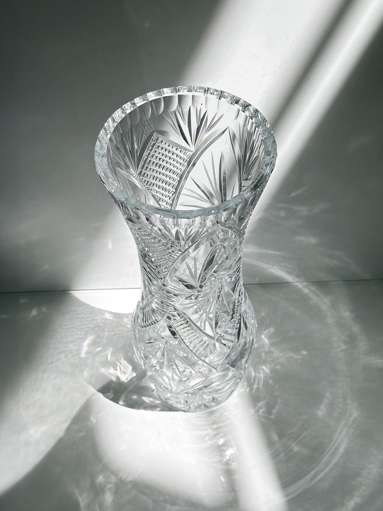 Vintage Blumenvase Bleikristall 1970er Jahre 1