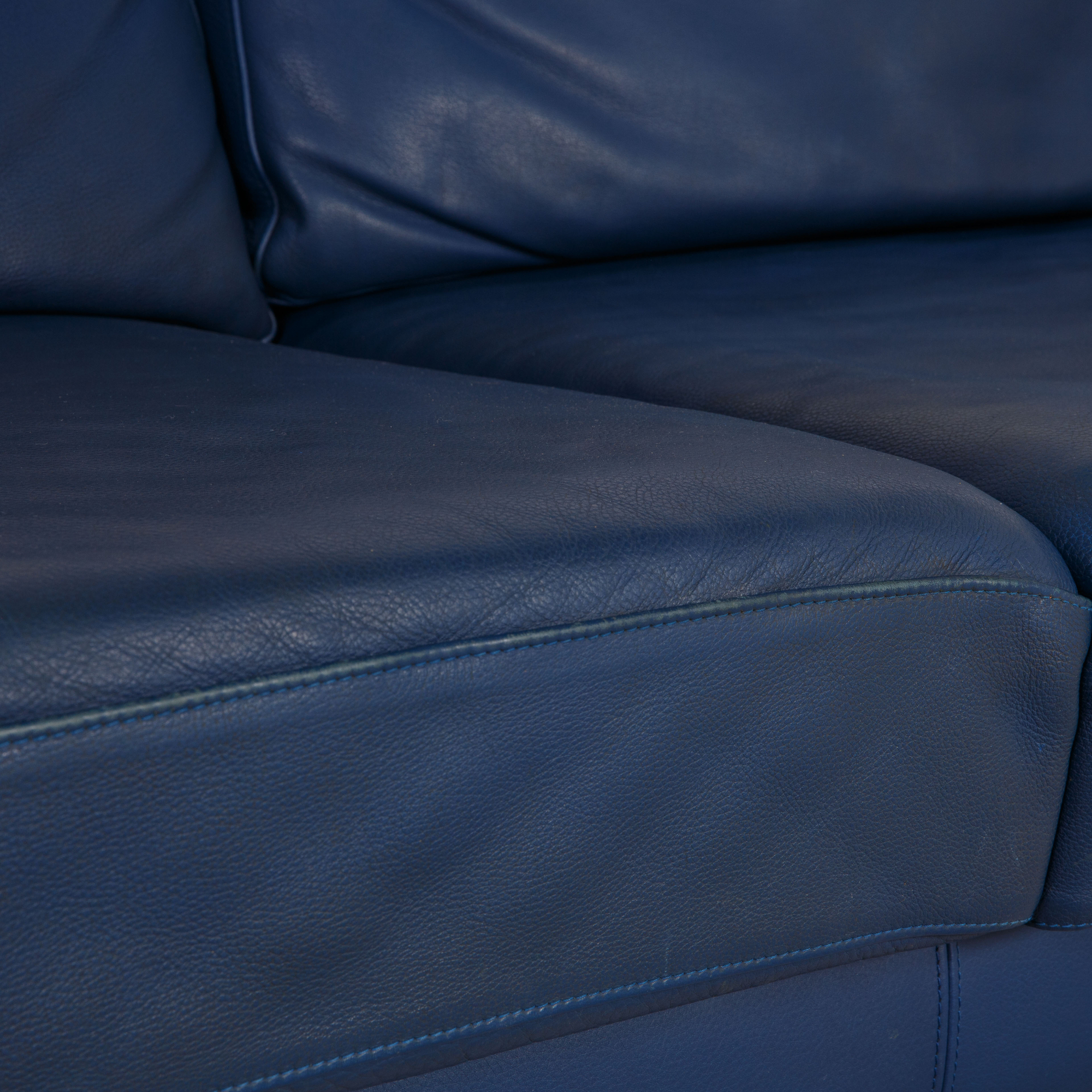 Sofa 3-Sitzer Leder Blau 2
