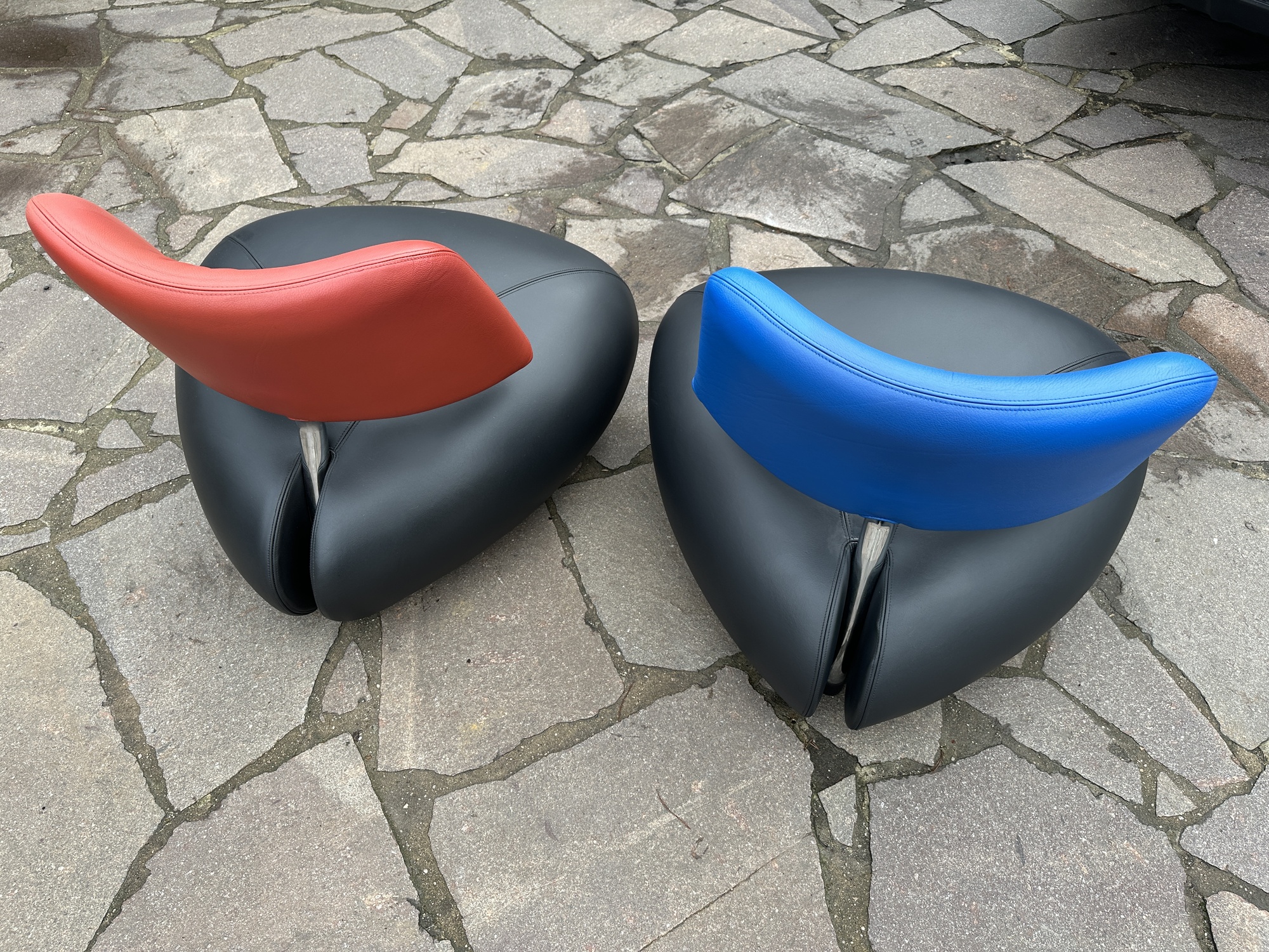 2x Pallone Sessel Leder Chrom Schwarz 4