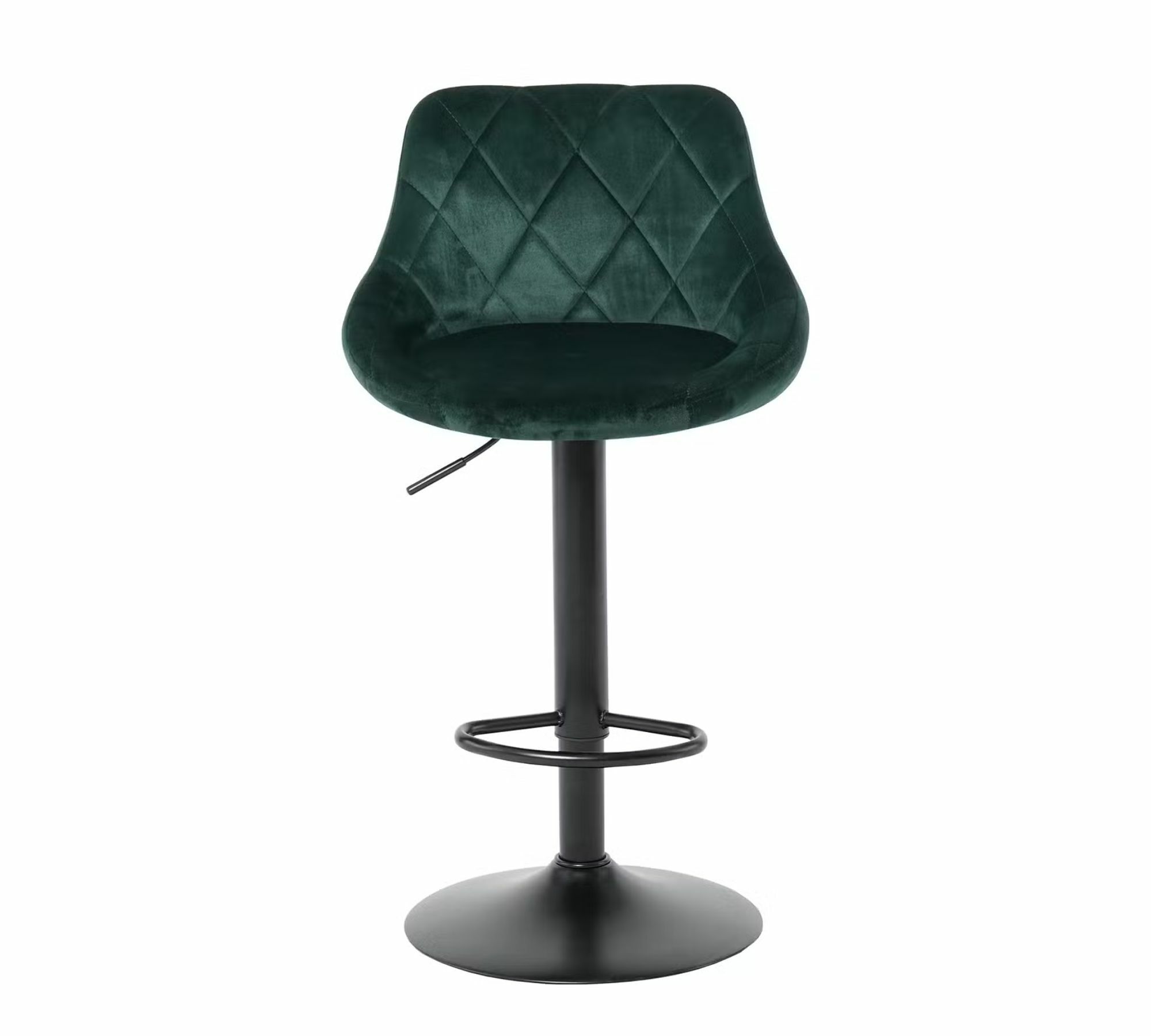 2x Bar Stool Velvet Metal Dark Green 2