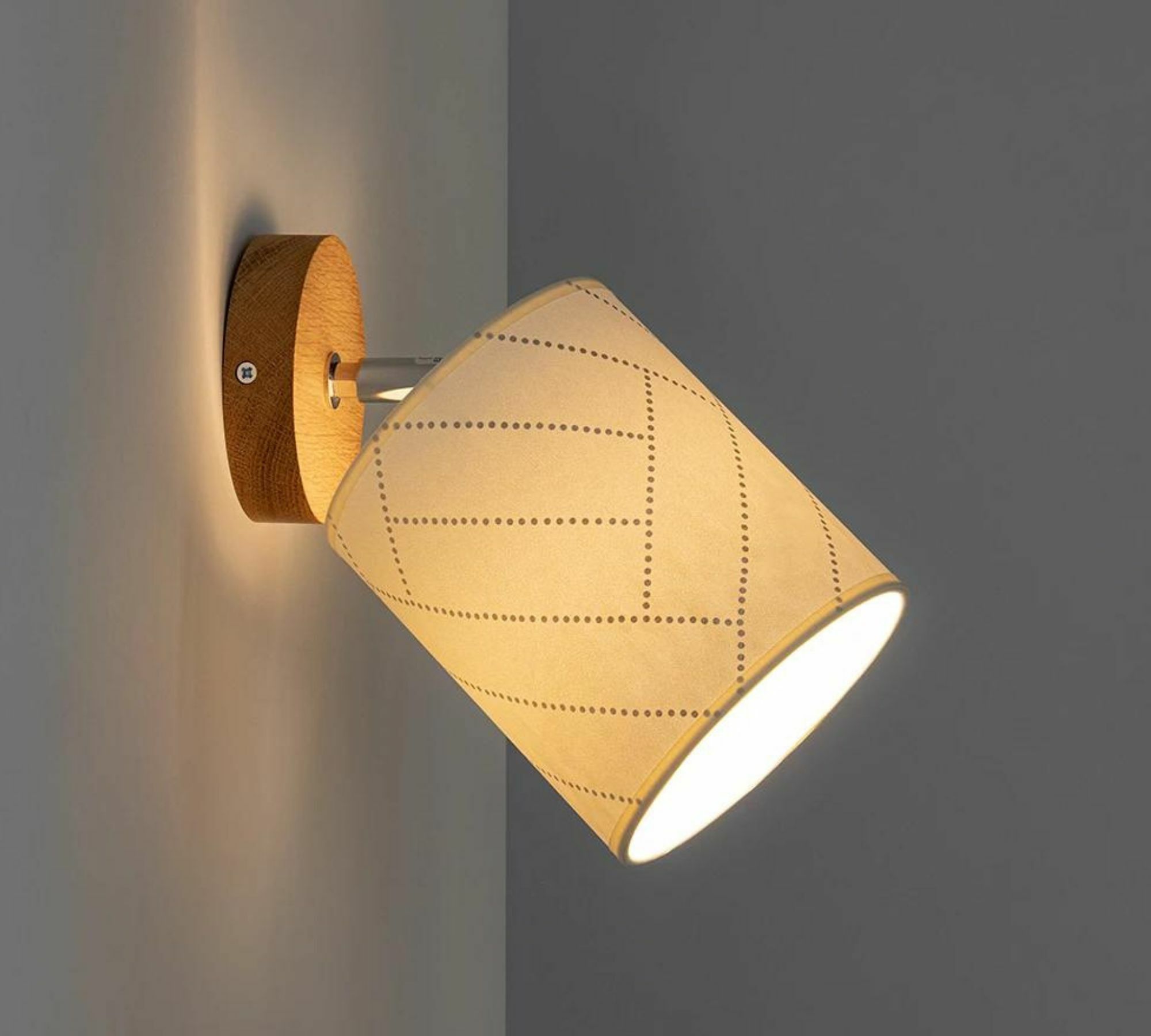 Wandlampe 1-flammig Papier Eichenholz Beige 0