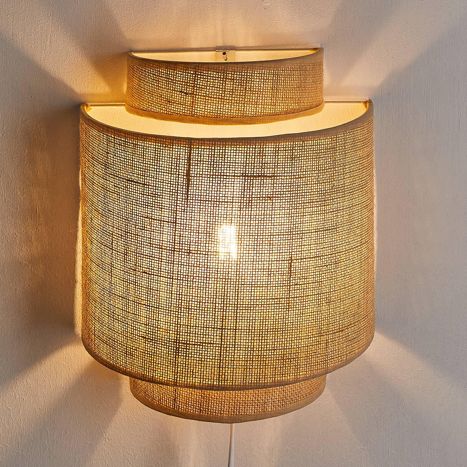 Wandleuchte Rawa Linen Rattan Braun 0