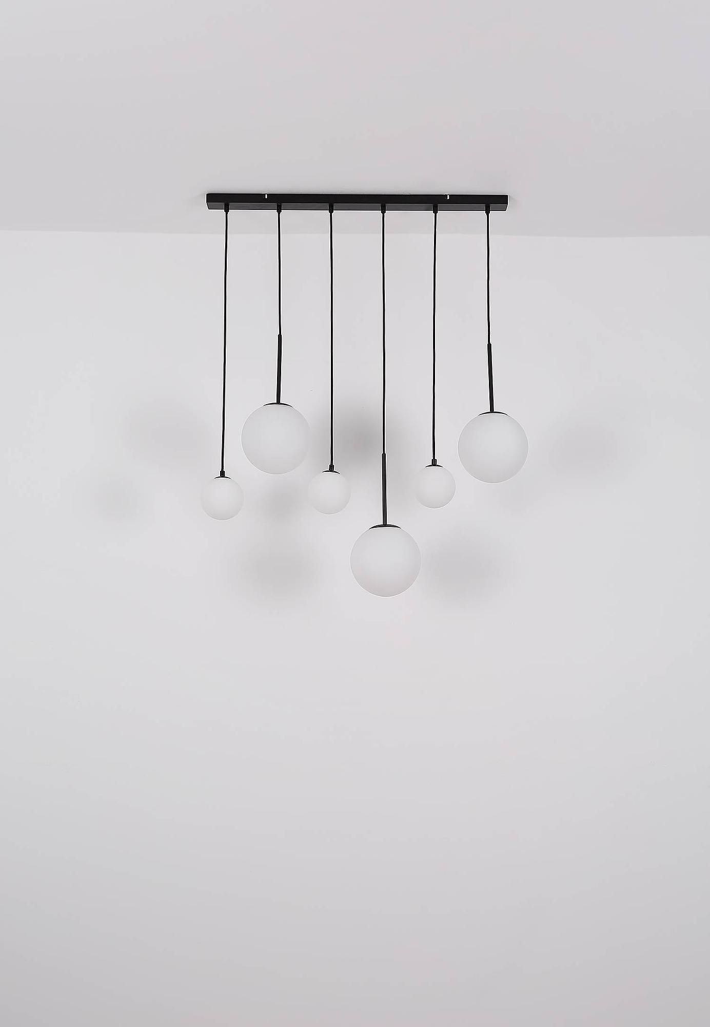 3-Flammig Pendelleuchte Clarke Farbglas Eisen 4