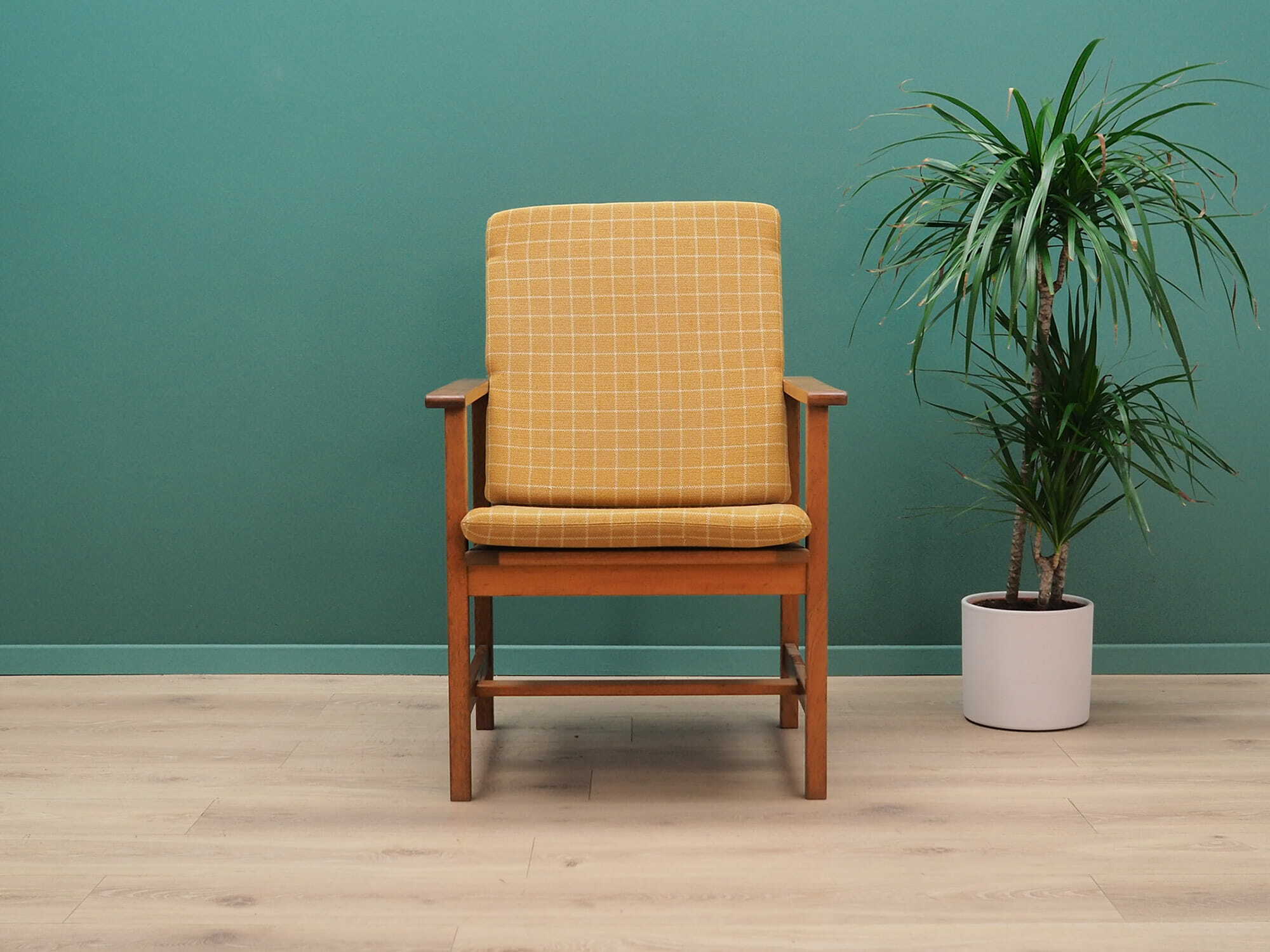 Armchair Teak wood Textile Yellow 1970s 2